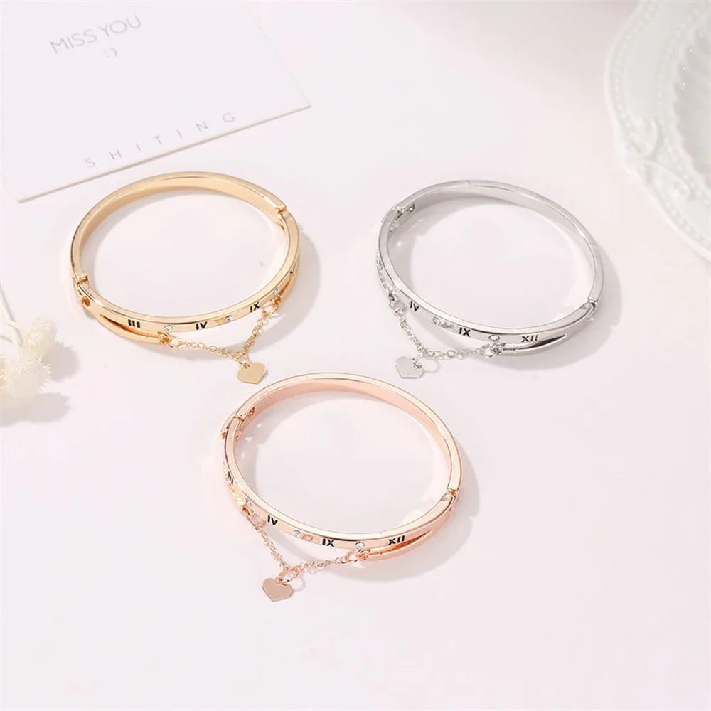 Suemng 2024 novo luxo rosa ouro cor pulseiras de aço inoxidável pulseiras coração para sempre amor marca charme pulseira para presentes femininos