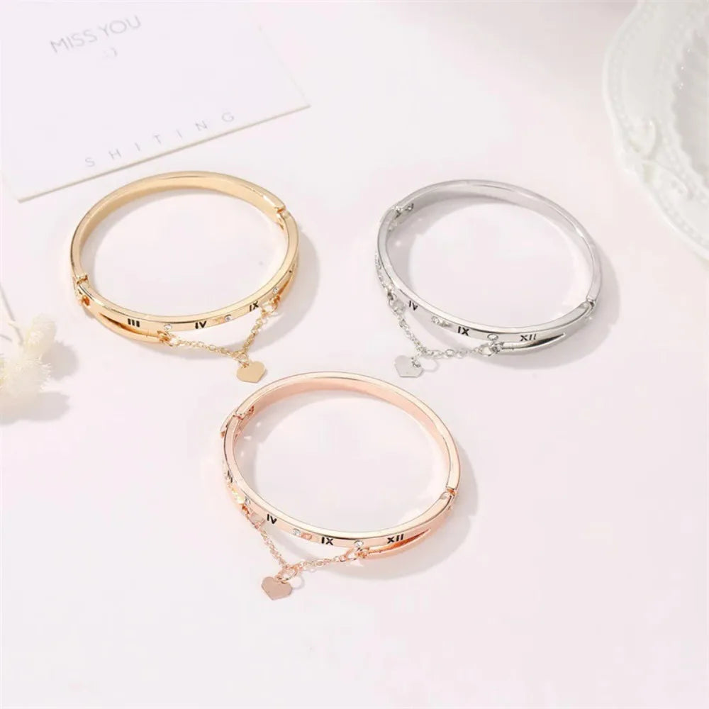 Suemng 2024 novo luxo rosa ouro cor pulseiras de aço inoxidável pulseiras coração para sempre amor marca charme pulseira para presentes femininos