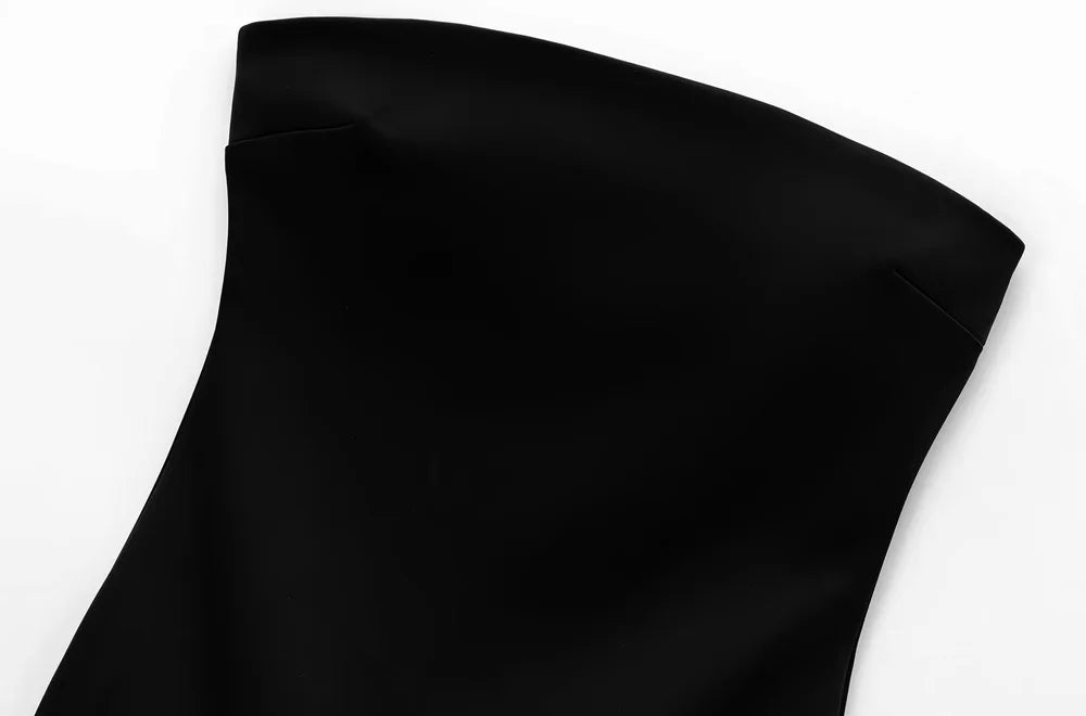Mini vestido sem alças TRZA para mulheres com strass, pescoço reto, zíper traseiro, vestidos femininos, moda sexy
