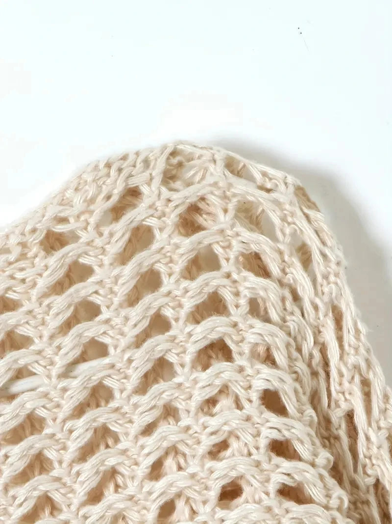 Mulheres crochê malha oco para fora colheita topo manga longa encolher camisola malha cobrir ups cardigan streetwear pulôver roupas femininas y2k