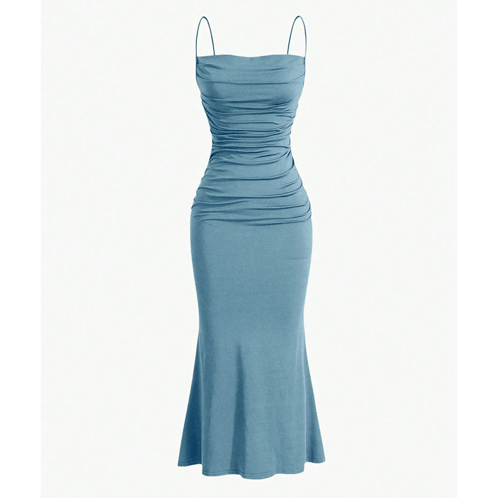 Mia Muse Vestidos de festa femininos maxi alça espaguete elegante fino noite casamento convidado multicolorido verão vestidos de leite