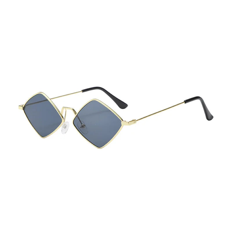 Óculos de sol em forma de losango vintage para mulheres homens na moda irregular metal óculos de sol marca moda designer condução uv400 óculos