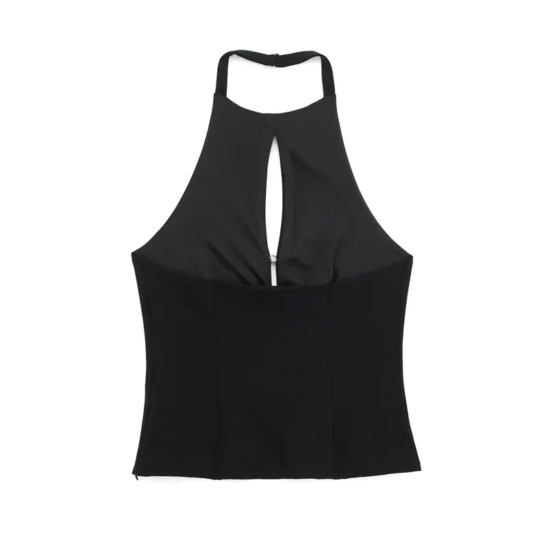 Muyer arco strass colheita topo feminino cortar preto branco sem mangas sem costas topo feminino fora do ombro sexy topos mulher verão