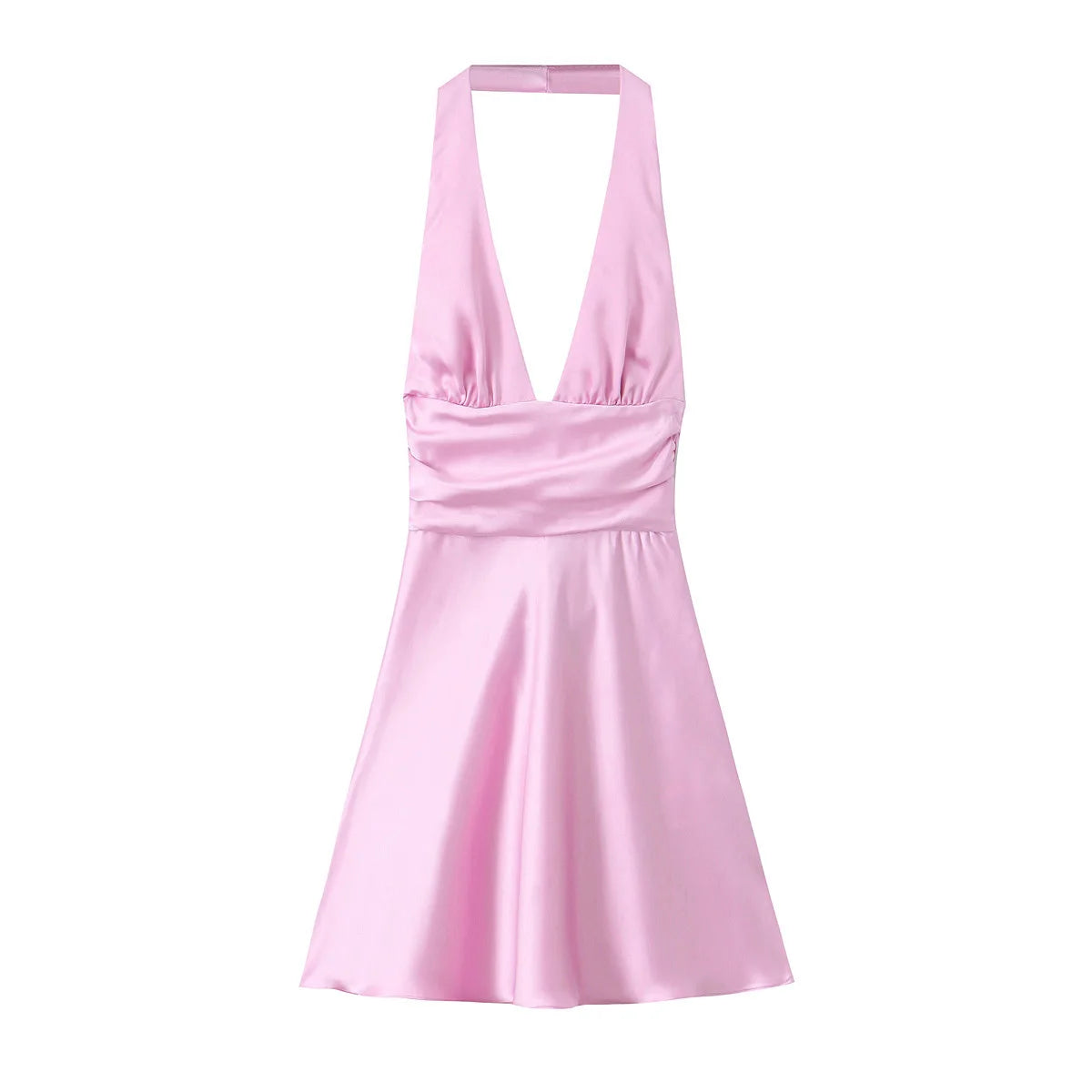 Traf robe y2k cetim fino extremo curto vestido de festa feminino 2025 primavera arco amarrado sem mangas sem costas magro uma linha mini vestido vermelho