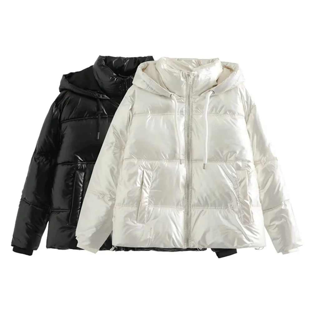 Casaco frio de inverno feminino promoção elegante com capuz anorak jaqueta de algodão quente parkas casaco feminino preto branco roupas