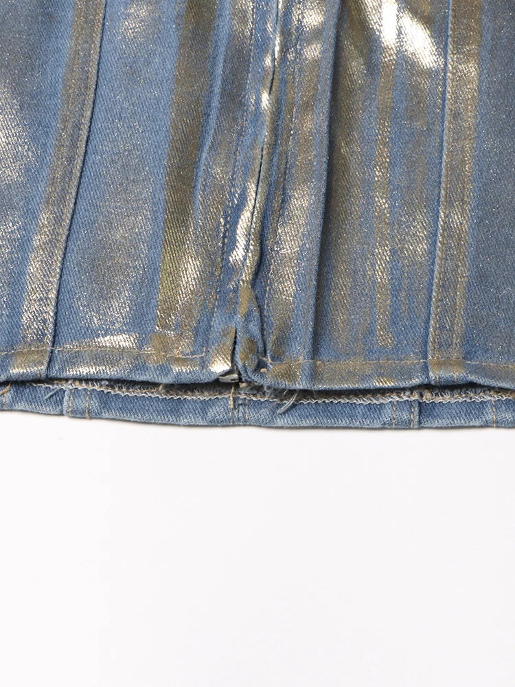 TWOTWINSTYLE-Mulheres de emagrecimento Denim Tank Tops, Patchwork Zipper, Sexy Strapless, sem mangas, sem encosto, coletes curtos, moda feminina
