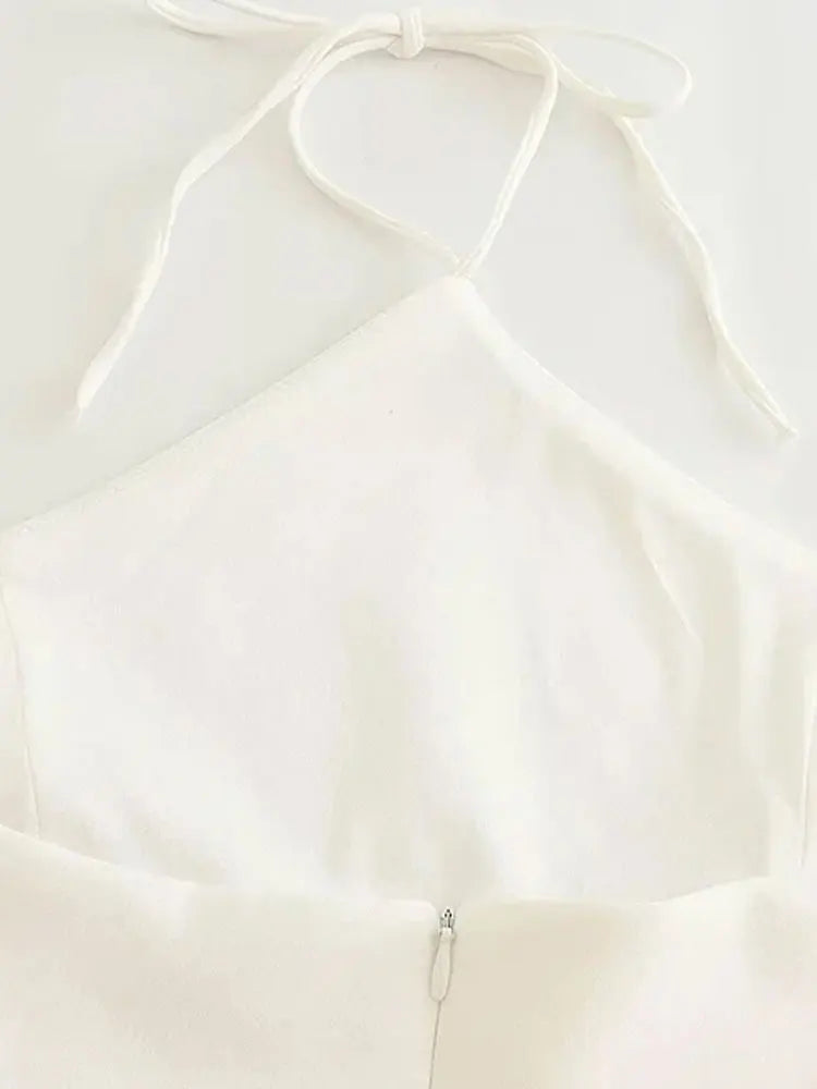 TRZA – Regatas femininas com gola halter e costas nuas, camis femininas, amarradas, vazadas, sexy, fashion