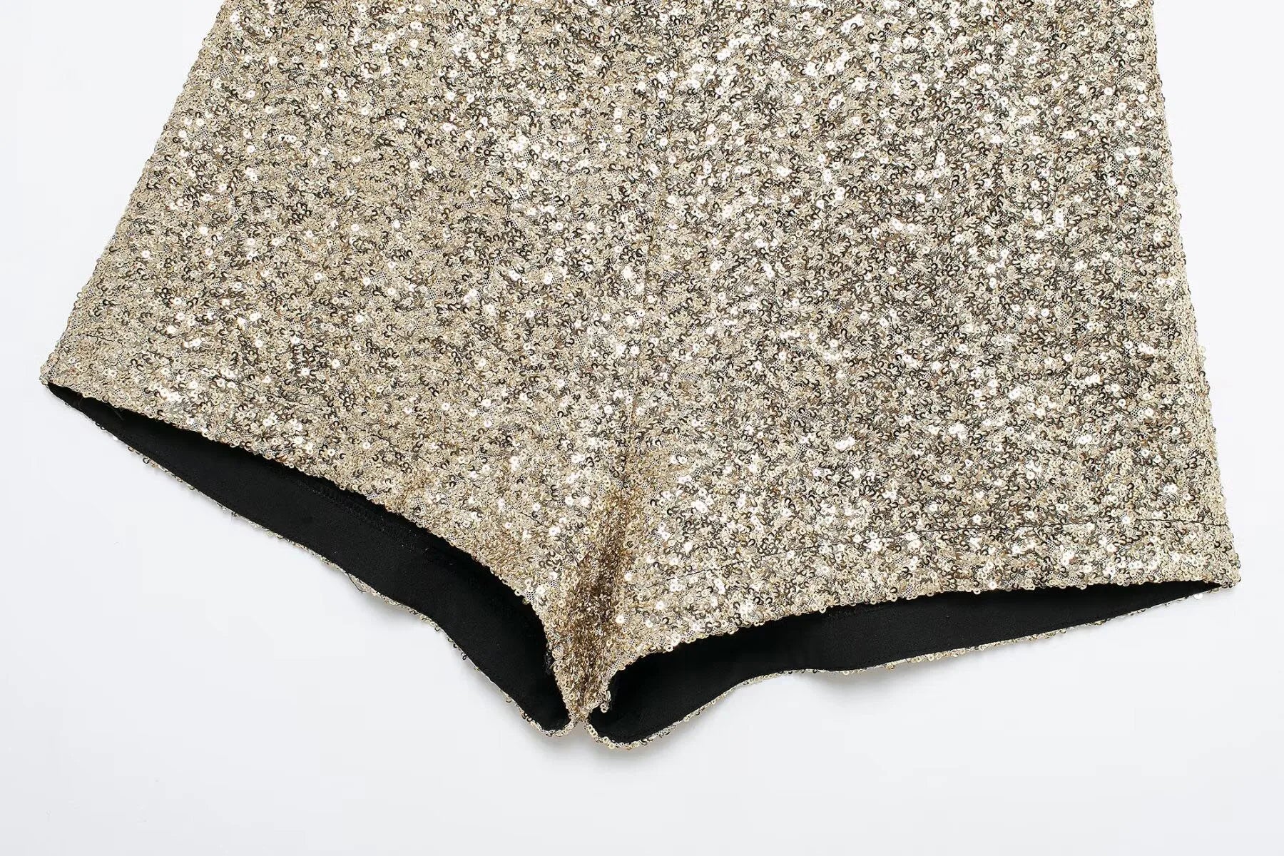 DEEABAE Coreano Dongdaemun 2025 High-end Temperamento Sexy Lantejoulas Cintura Média Casual All-match Shorts
