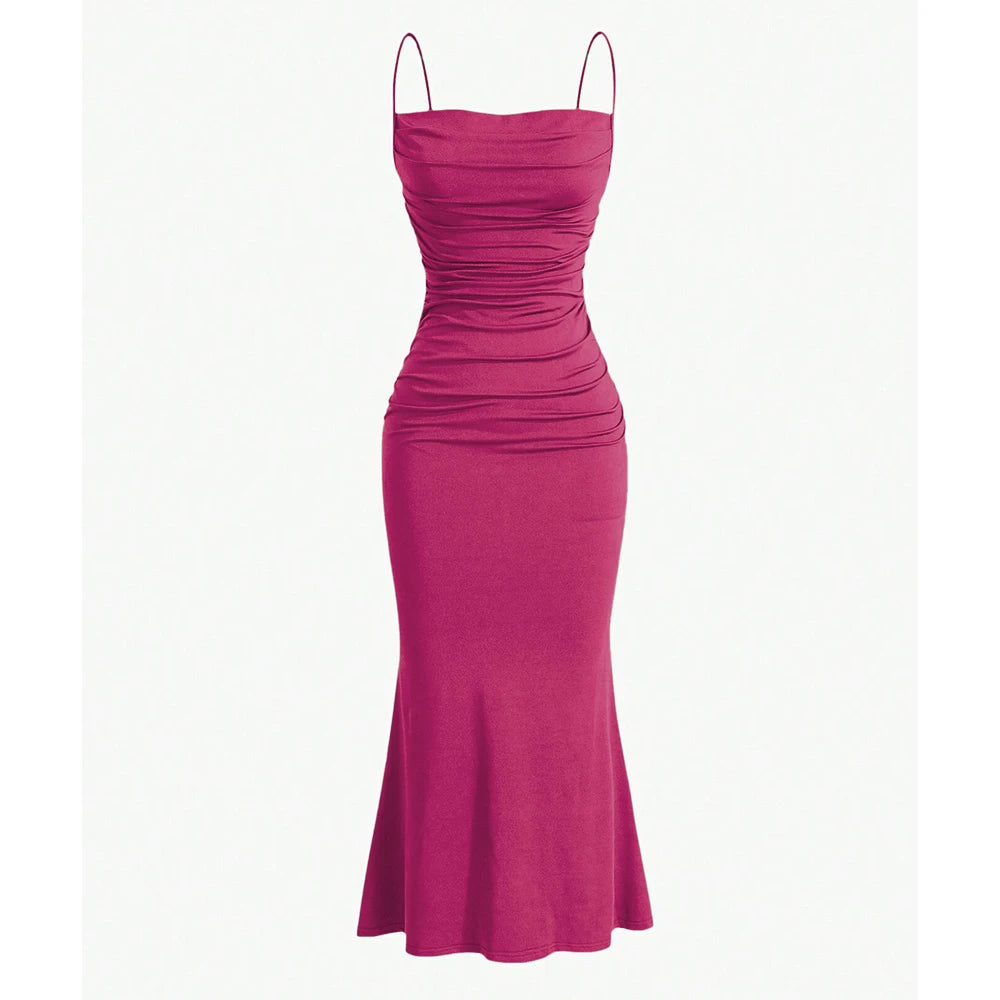 Mia Muse Vestidos de festa femininos maxi alça espaguete elegante fino noite casamento convidado multicolorido verão vestidos de leite