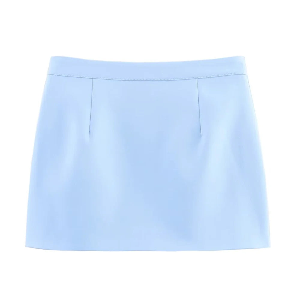 UNIZERA blusa feminina sem alças com zíper decoração saia curta para primavera e verão roupas femininas casuais