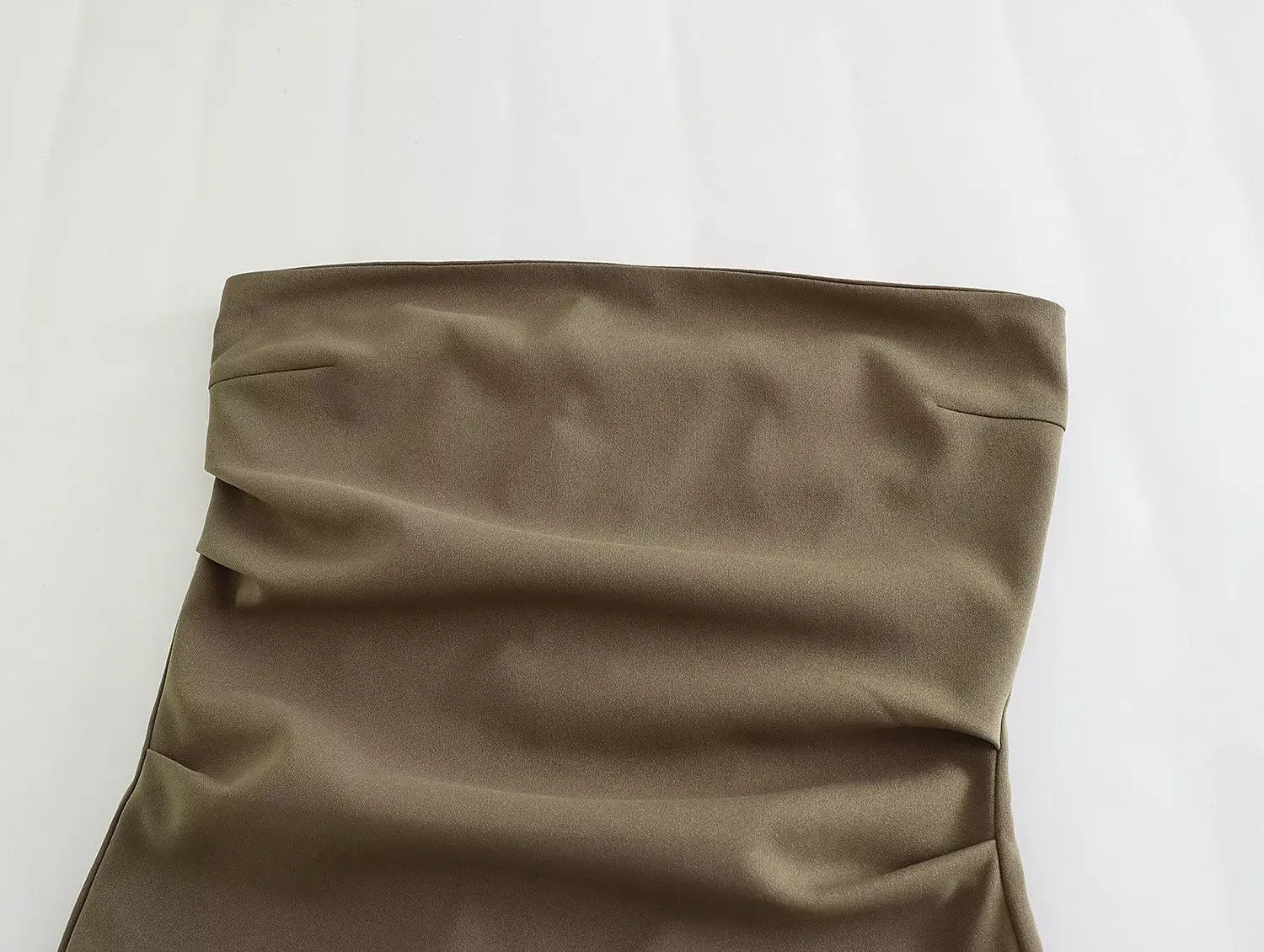 Traf moda feminina sexy voltar zíper cor sólida plissados sem alças mini vestido chique feminino sem mangas vestidos de noite mujer