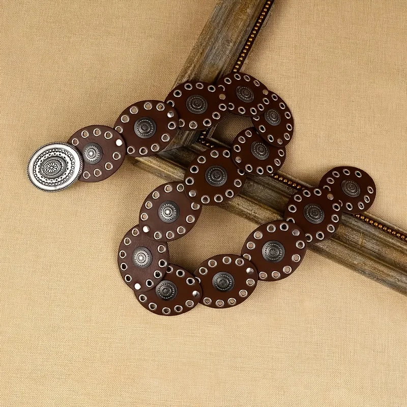1pc estilo vintage feminino falso cinto de plutônio com fivela de rebite oval cintura vintage cintos personalizados