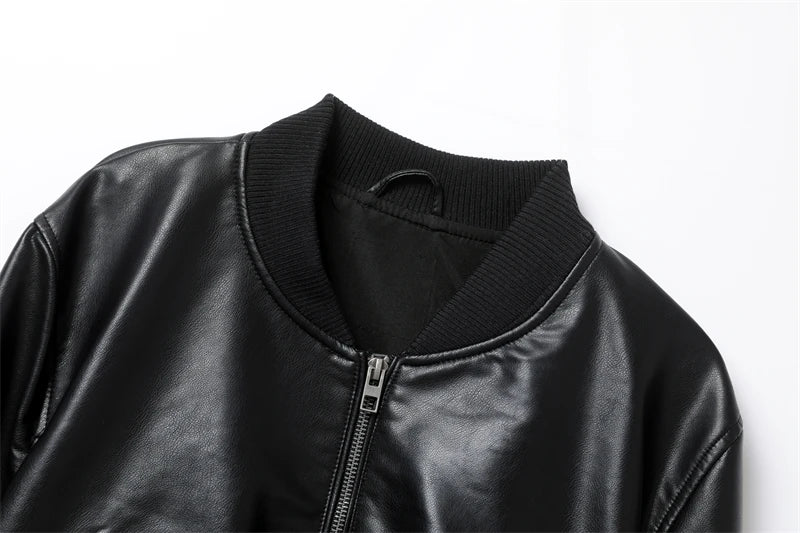 RARF-Jaqueta bomber preta pura feminina, casaco vintage, couro de imitação, estilo superior, novo, 2024