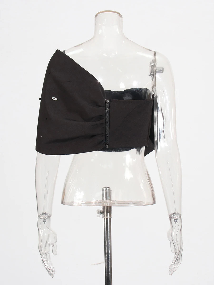 Twotwinstyle sólido emendado diamantes colete de emagrecimento para mulheres strpless sem mangas cintura alta temperamento colete moda feminina nova
