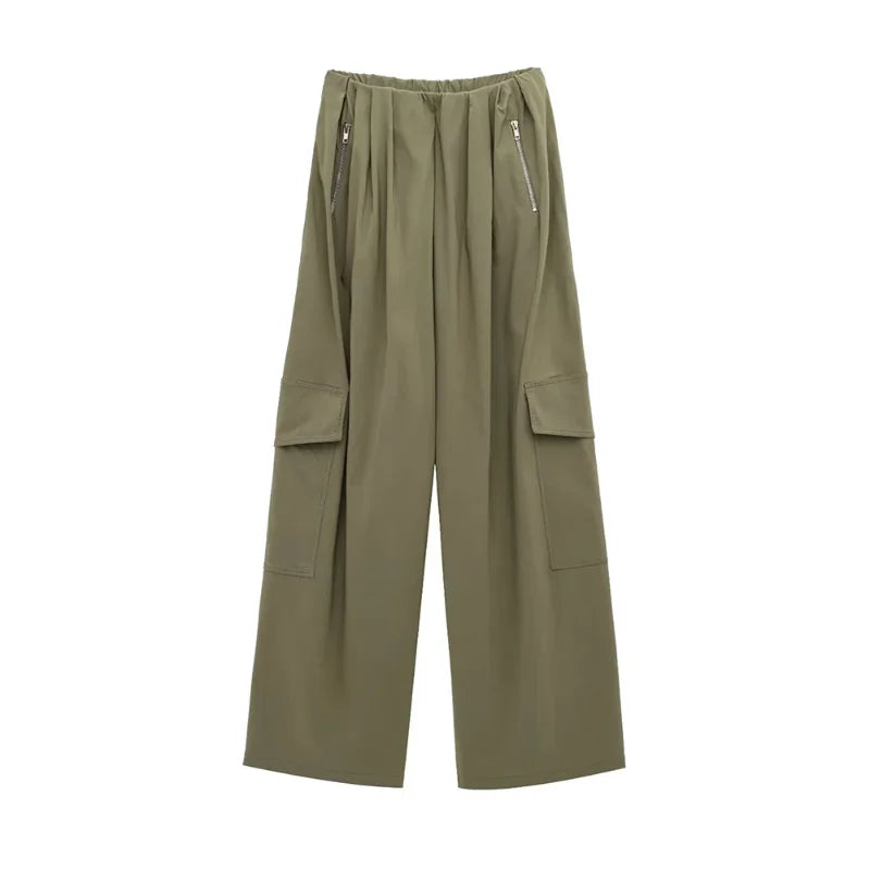 Calças de carga ternos femininos high street vintage solto lapela mangas compridas define feminino 2025 primavera nova moda conjuntos com zíper 2 peças