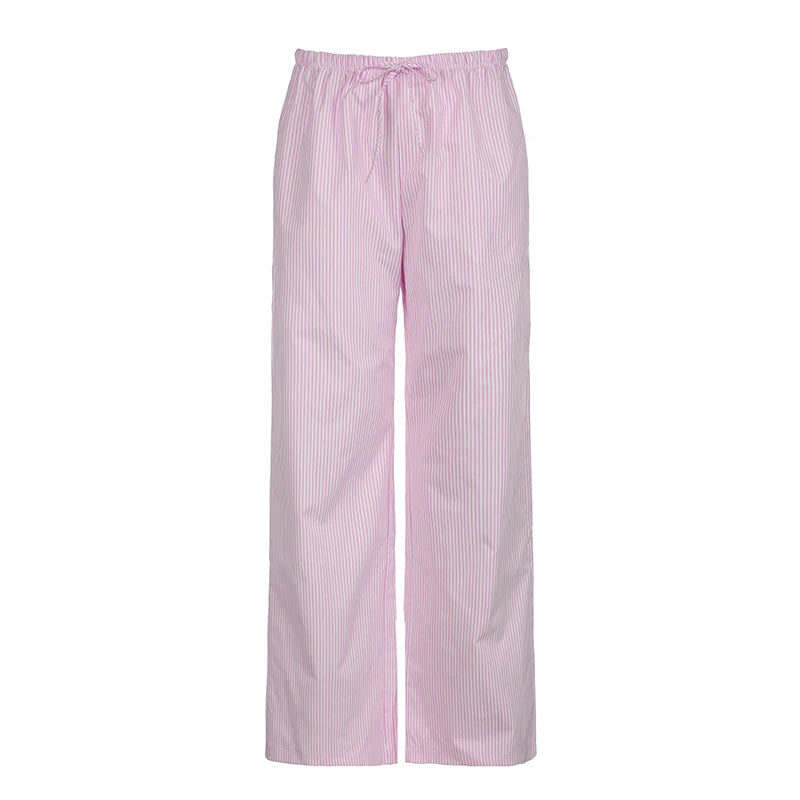 Cuteandpsycho streetwear listrado impressão calças soltas rendas corredores moda y2k calças largas básico estética 90s bonito bottoms
