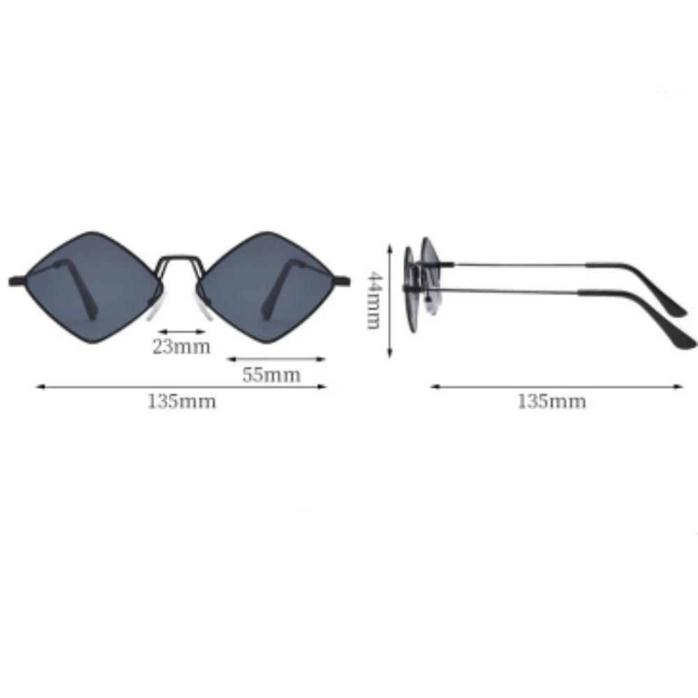 Óculos de sol em forma de losango vintage para mulheres homens na moda irregular metal óculos de sol marca moda designer condução uv400 óculos