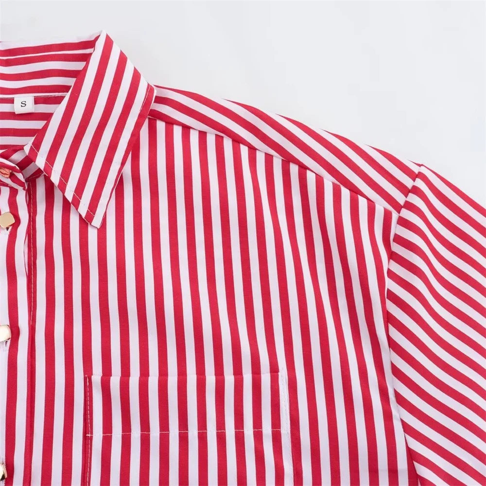 Camisa solta de punho ondulado feminino, top versátil, estilo europeu e americano, pequena, verão, novo, 2024ZAR