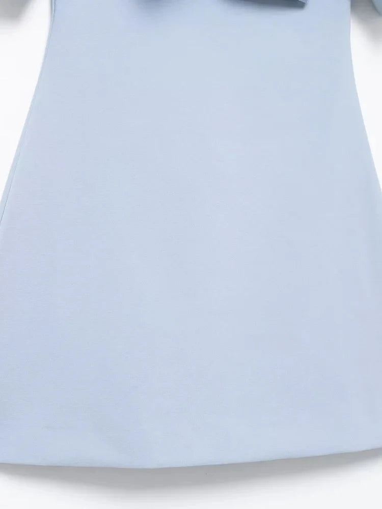 Trza-mini vestido sem alças com laços para mulheres, ombro de fora, pescoço reto, zíper traseiro, vestidos femininos, moda sexy