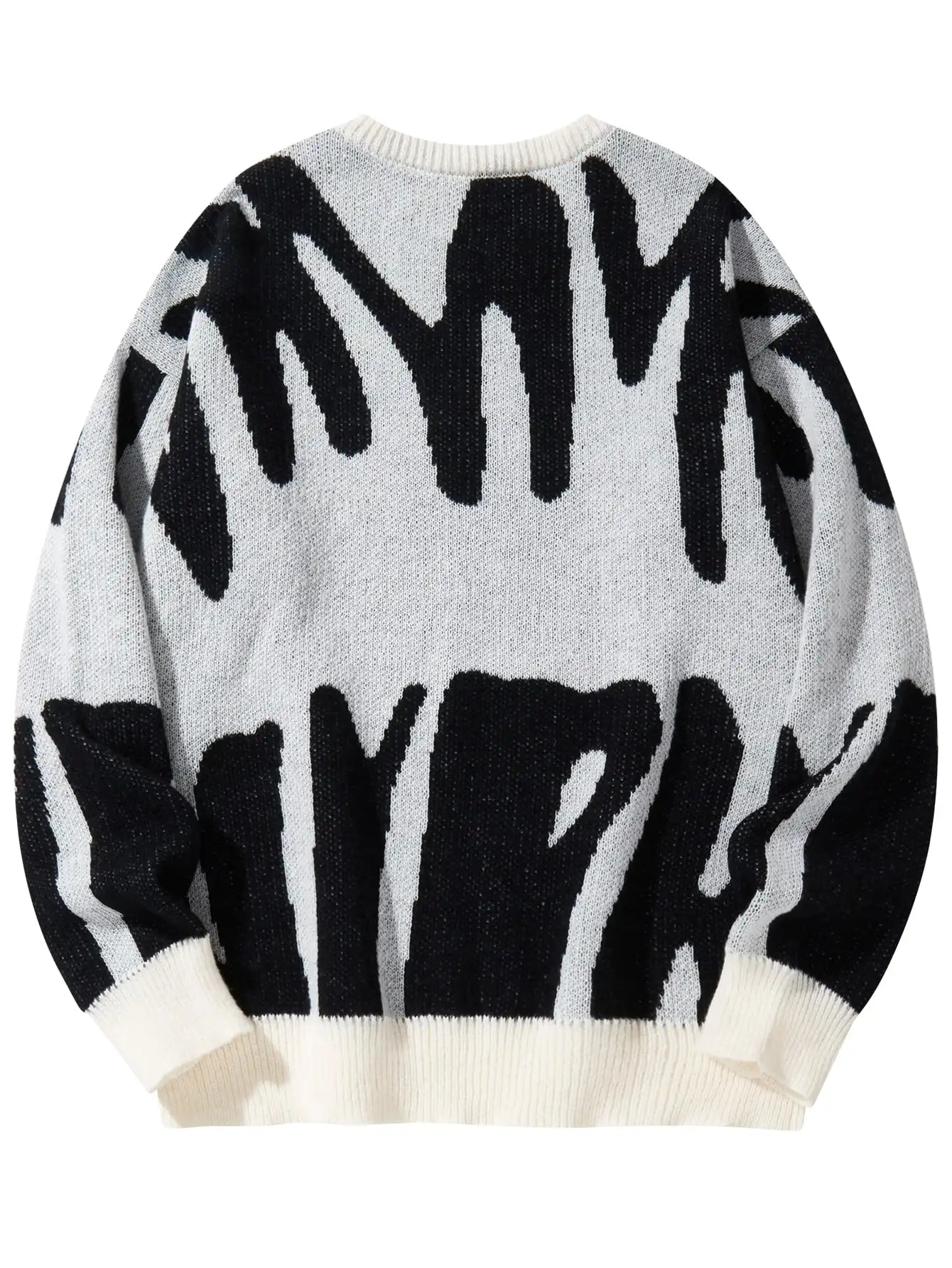 Pulôver de malha com padrão Jacquard irregular masculino, suéter casual com gola redonda, cor de contraste, popular, outono, inverno, novo