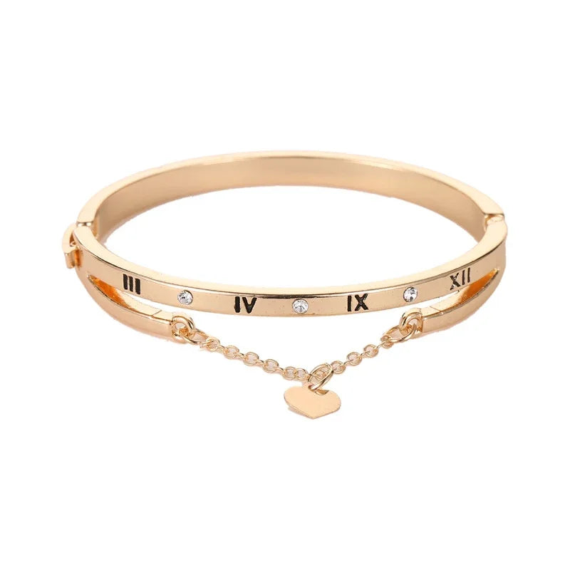 Suemng 2024 novo luxo rosa ouro cor pulseiras de aço inoxidável pulseiras coração para sempre amor marca charme pulseira para presentes femininos