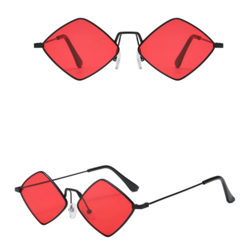 Óculos de sol em forma de losango vintage para mulheres homens na moda irregular metal óculos de sol marca moda designer condução uv400 óculos
