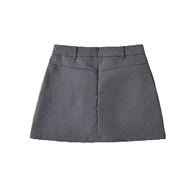 Mooyufon moda feminina sólida volta zíper a linha mini saia vintage cintura alta feminino chique senhora saias