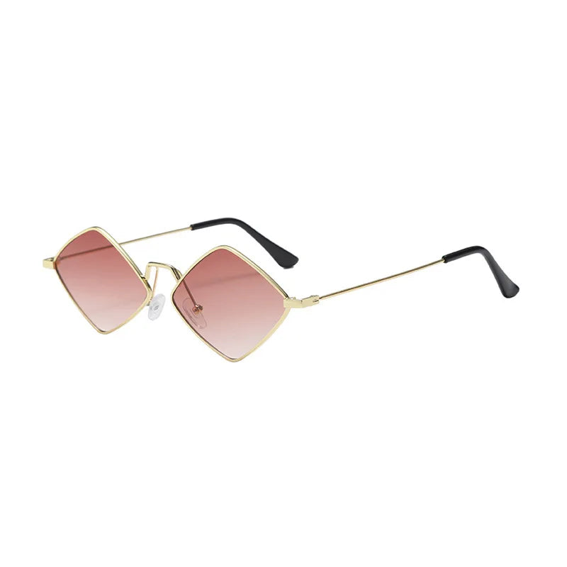 Óculos de sol em forma de losango vintage para mulheres homens na moda irregular metal óculos de sol marca moda designer condução uv400 óculos