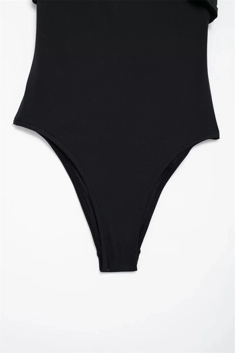 Muyer fora do ombro preto mulher corpo sem mangas apertado bodysuit lingerie sexy sem costas bodysuit feminino verão uma peça maiô