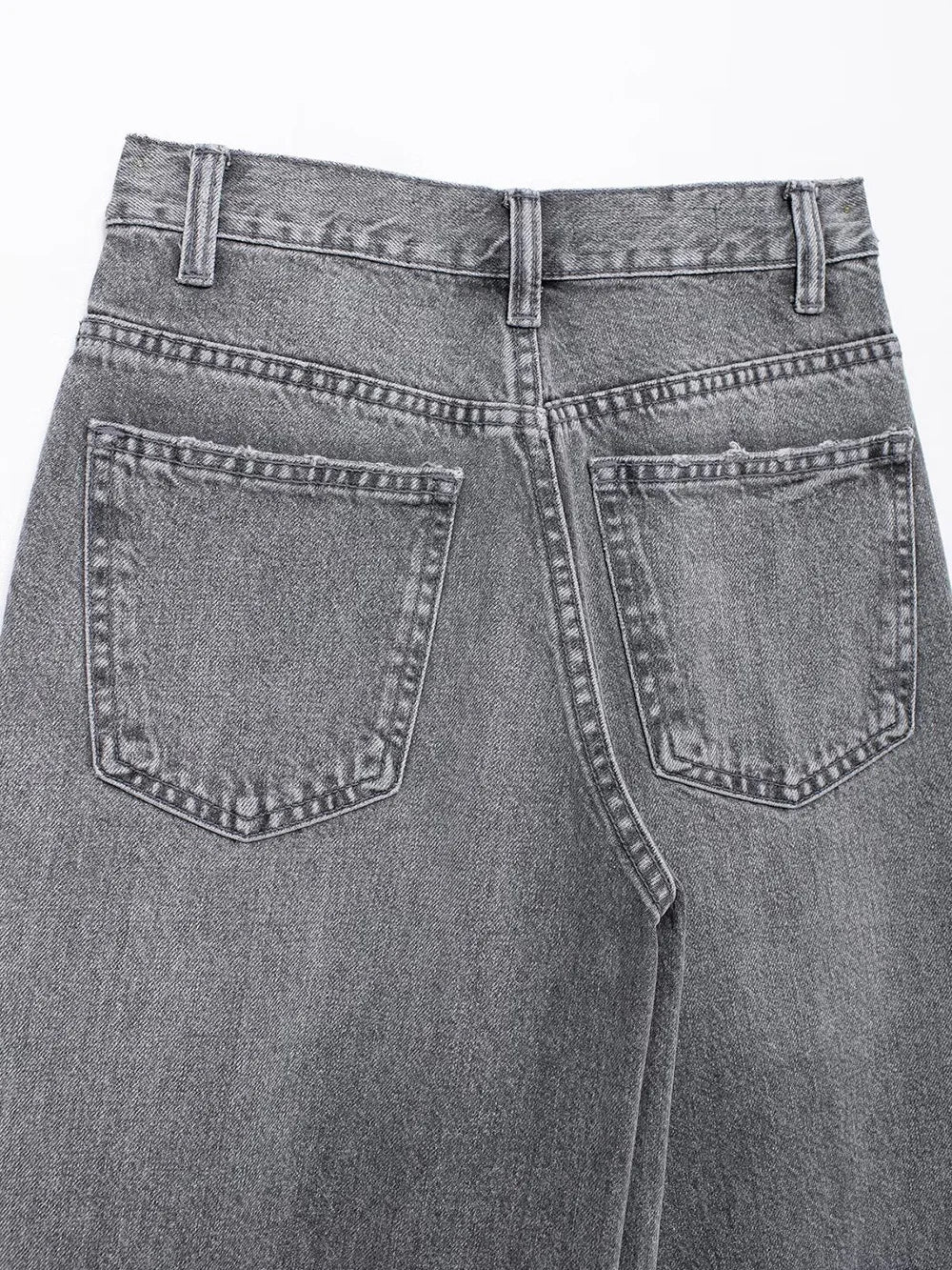 TRAF Calças de ganga básicas para mulher New Fashion Asymmetric Design High Waist Wide Leg Trousers Calças de ganga casuais de perna direita para mulher