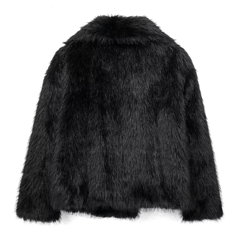 Traf 2024 mulher outono inverno casaco de pele do falso pelúcia fofo jaqueta feminina novo em outerwears branco vermelho cinza preto lã misturas casacos