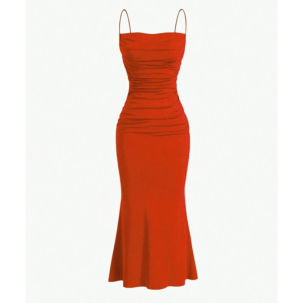 Mia Muse Vestidos de festa femininos maxi alça espaguete elegante fino noite casamento convidado multicolorido verão vestidos de leite