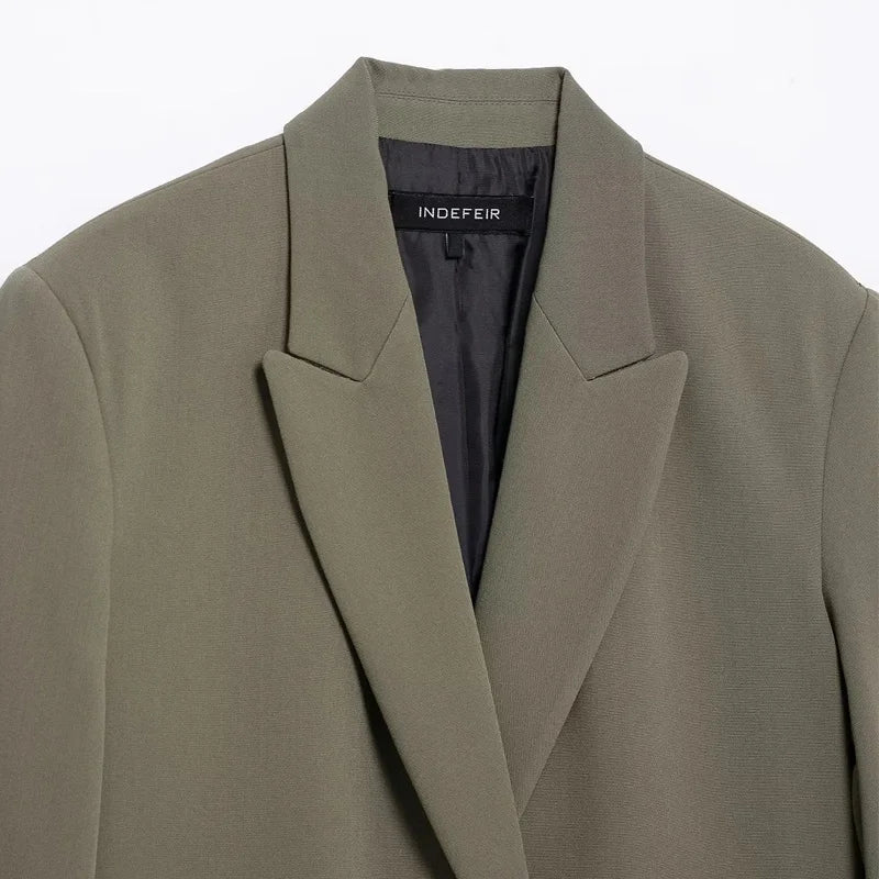 Hxao blazer preto feminino novo em jaquetas escritório casual longo blazer mulher primavera 2025 manga longa oversized sólido blazer 088