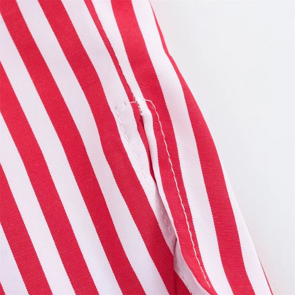 Camisa solta de punho ondulado feminino, top versátil, estilo europeu e americano, pequena, verão, novo, 2024ZAR