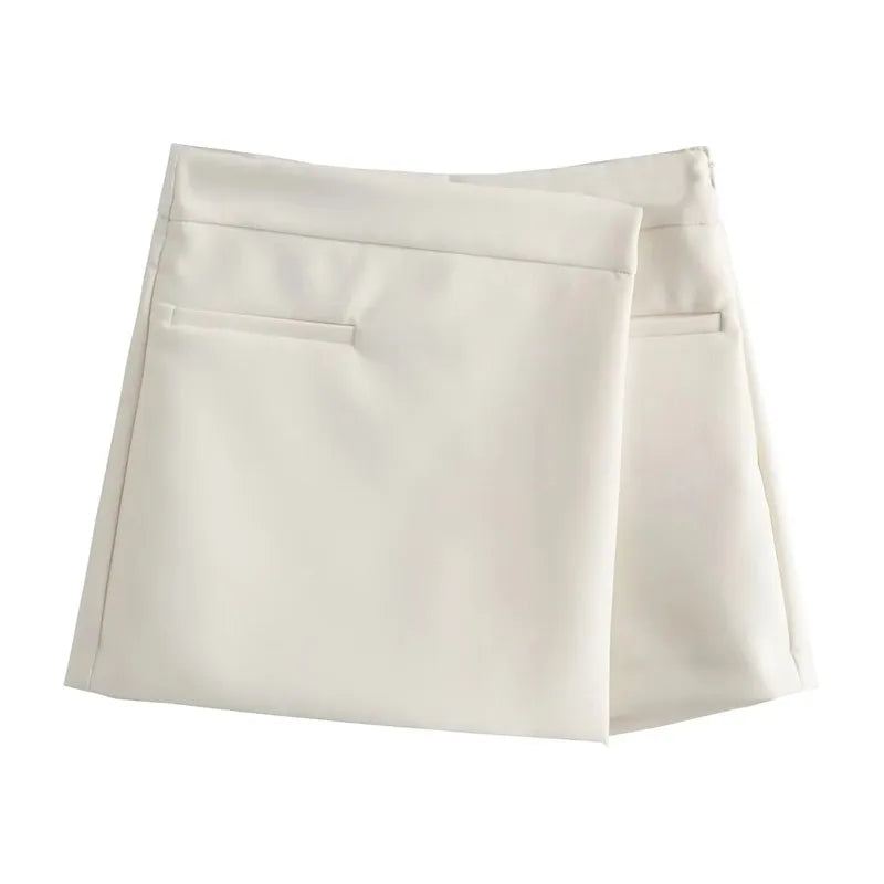 Traf assimétrico feminino skort cintura alta mini saia shorts mulher outono saias curtas para mulher chique e elegante saia
