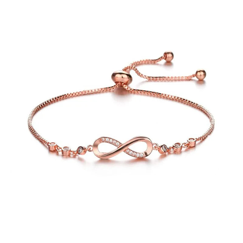 Wu 2022 nova moda popular pulseira ajustável micro-inset zircão figura 8 ciclo infinito pulseira de cristal feminino mão jóias