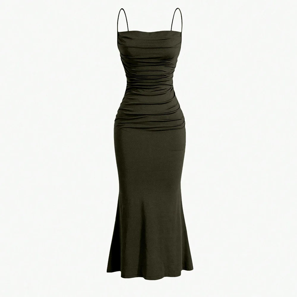 Mia Muse Vestidos de festa femininos maxi alça espaguete elegante fino noite casamento convidado multicolorido verão vestidos de leite