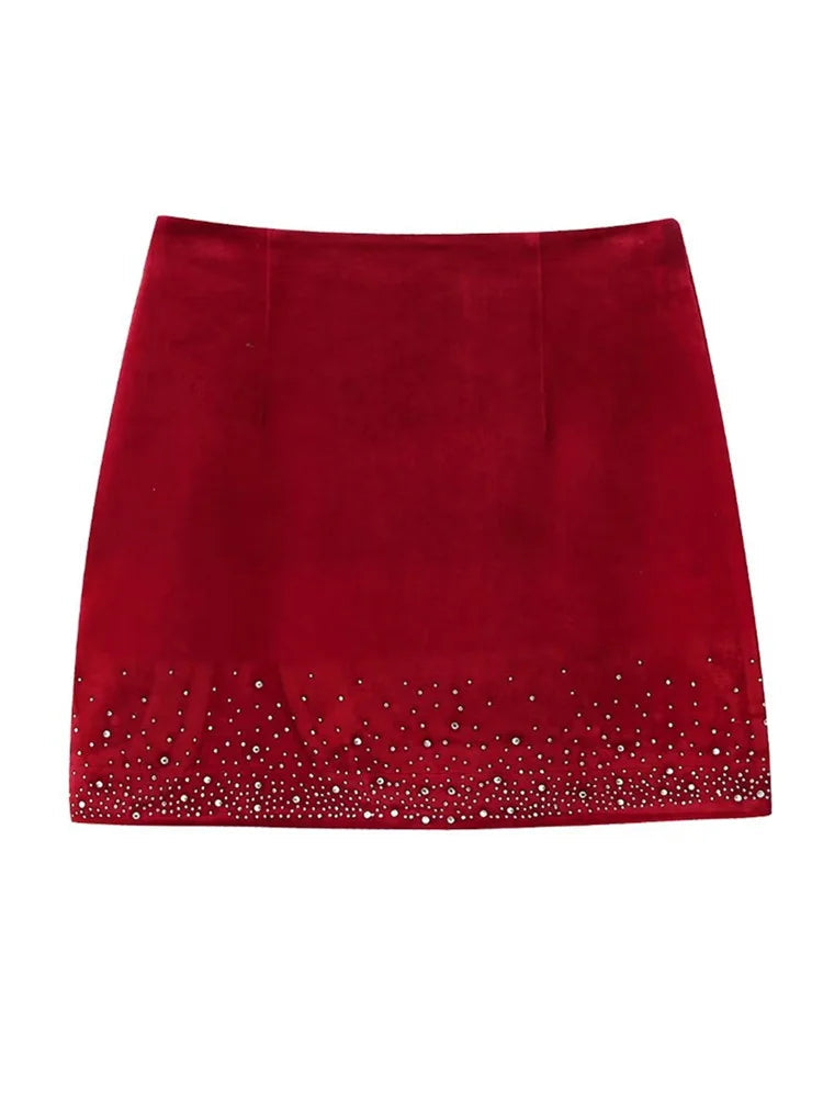 Zevity moda feminina brilhante lantejoulas design irregular veludo mini saia faldas mujer feminino chique zíper lateral vestidos qun2663