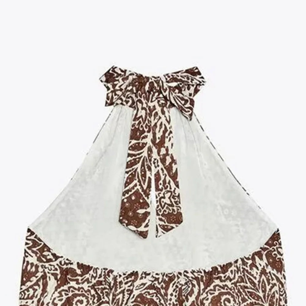 Unizera feminino sexy sem costas oco bordado cinta pendurado pescoço colarinho colete superior temperamento verão nova meia saia