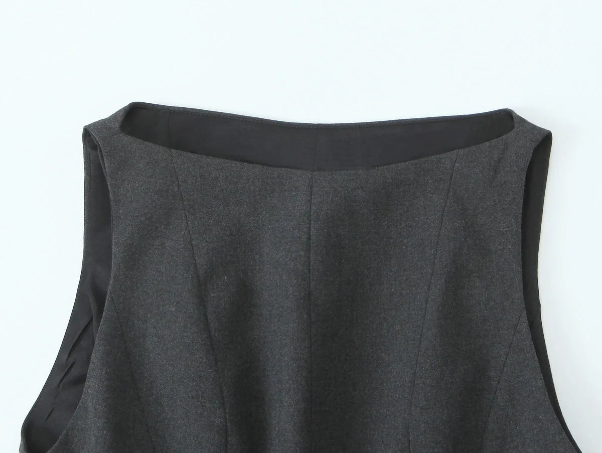 Trafza nova moda feminina simples empilhados decorativos fino ajuste 3 cores topo feminino elegante em torno do pescoço sem mangas plissado zíper topo