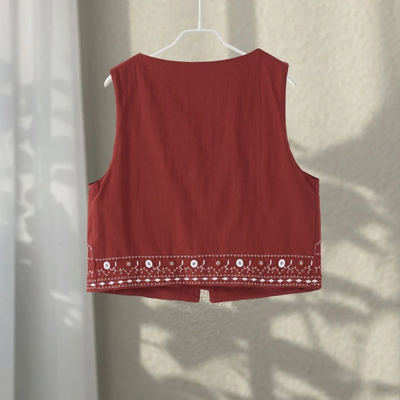 Casual bordado colete shorts outfits feminino com decote em v único breasted mini calças ternos feminino 2025 primavera verão novos conjuntos chiques senhora