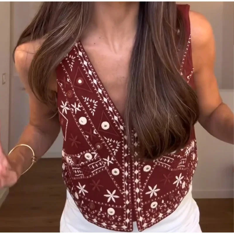 Casual bordado colete shorts outfits feminino com decote em v único breasted mini calças ternos feminino 2025 primavera verão novos conjuntos chiques senhora
