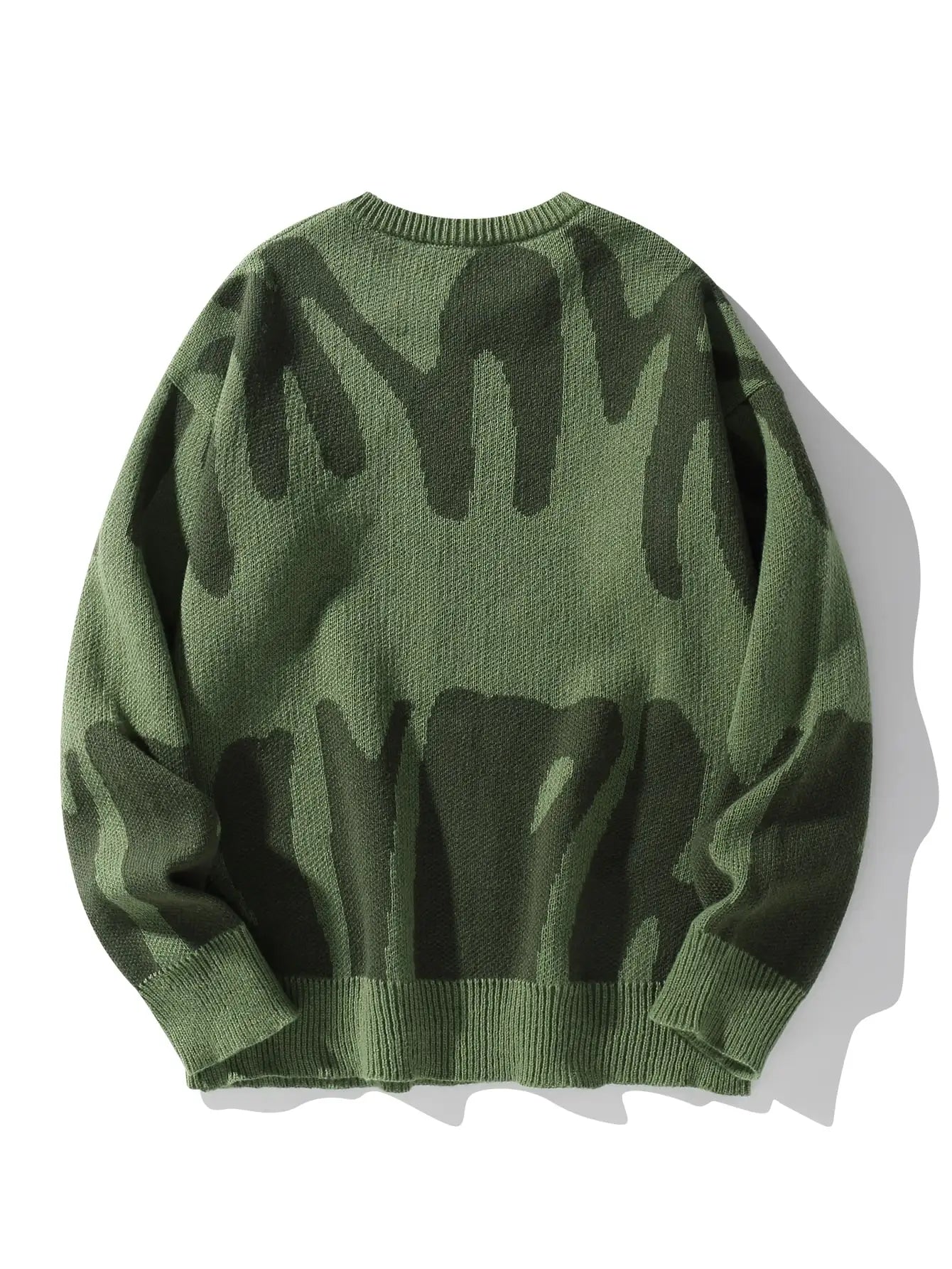 Pulôver de malha com padrão Jacquard irregular masculino, suéter casual com gola redonda, cor de contraste, popular, outono, inverno, novo