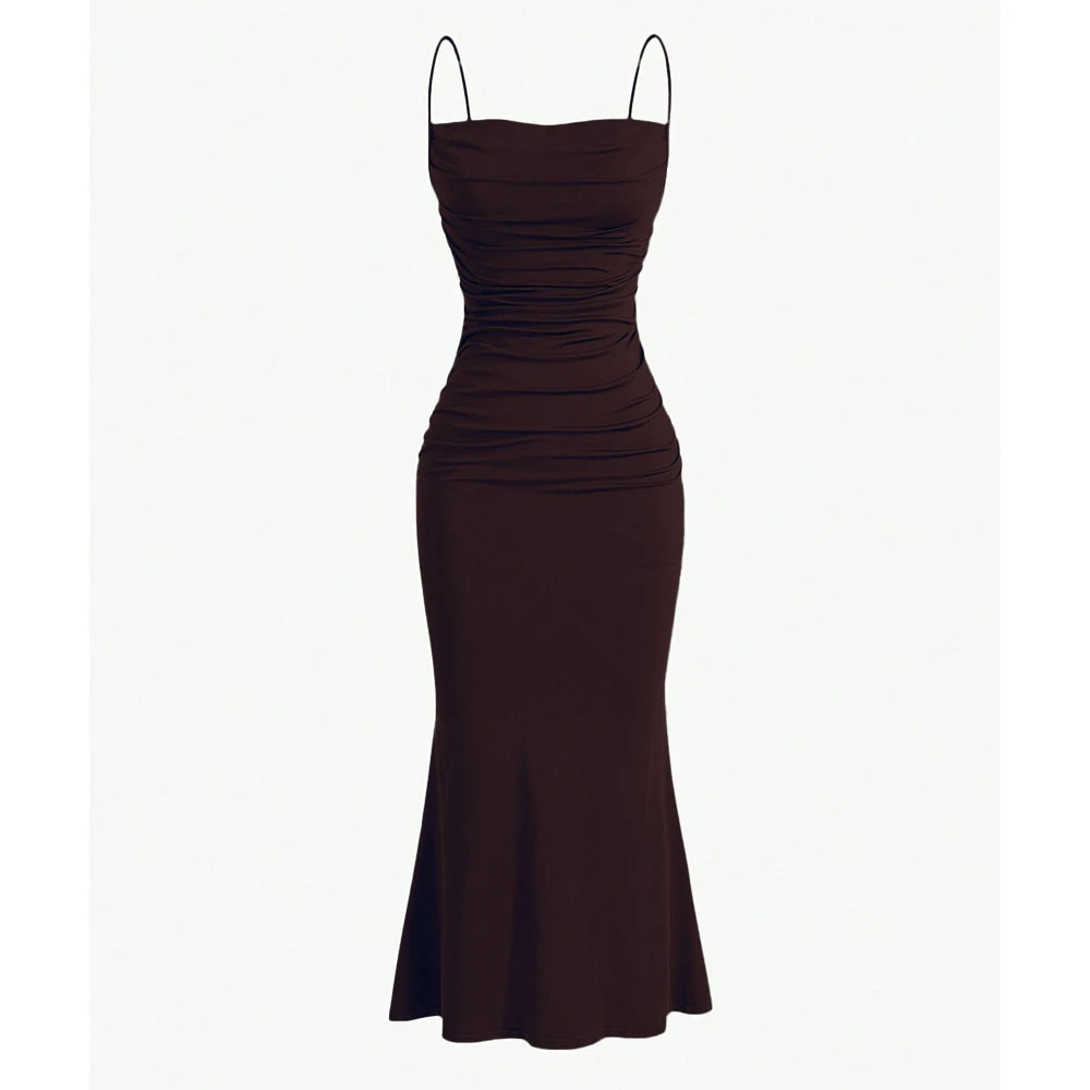 Mia Muse Vestidos de festa femininos maxi alça espaguete elegante fino noite casamento convidado multicolorido verão vestidos de leite