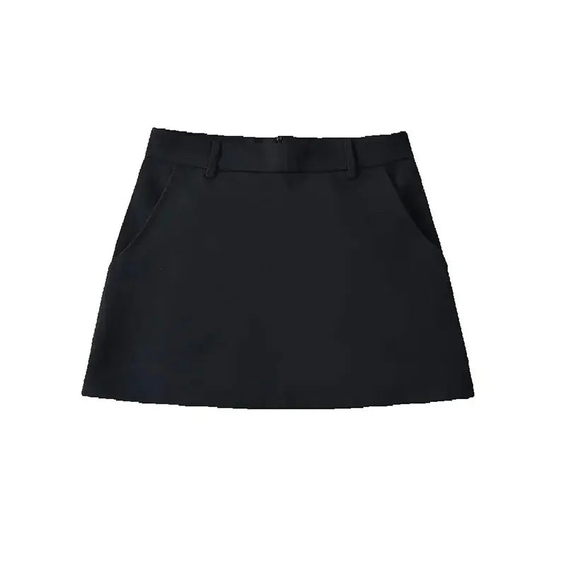 Mooyufon moda feminina sólida volta zíper a linha mini saia vintage cintura alta feminino chique senhora saias