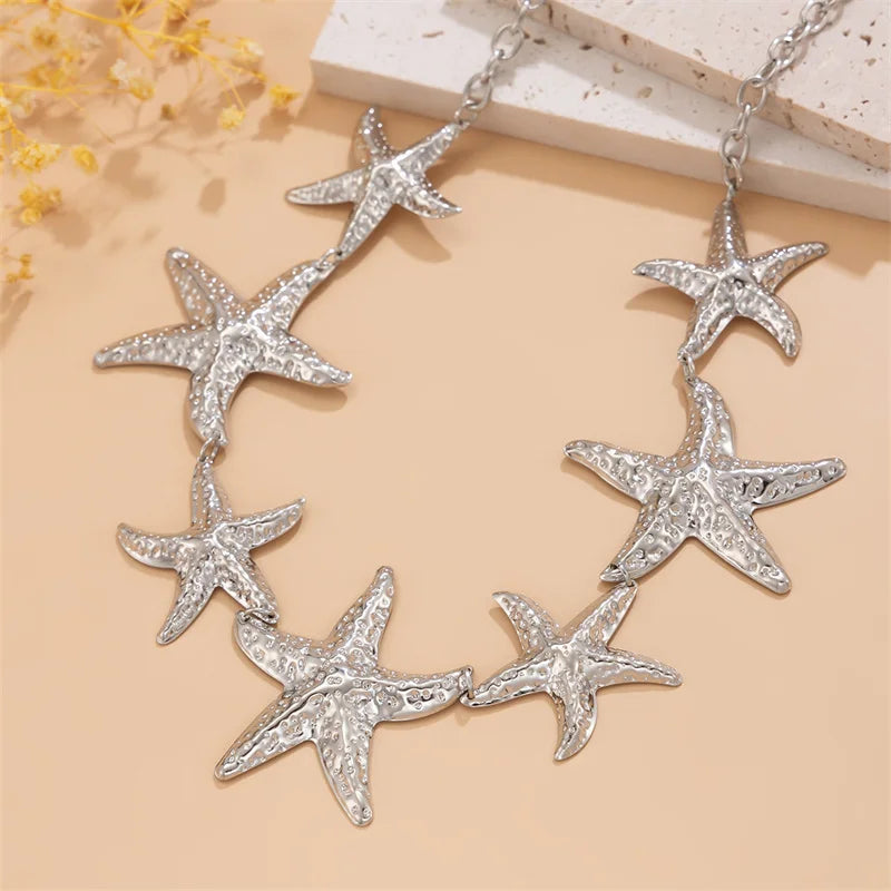 Estilo étnico estrela do mar corrente de cintura acessórios boêmio versátil cinto vestido feminino high-end vestido com cintura metal retro