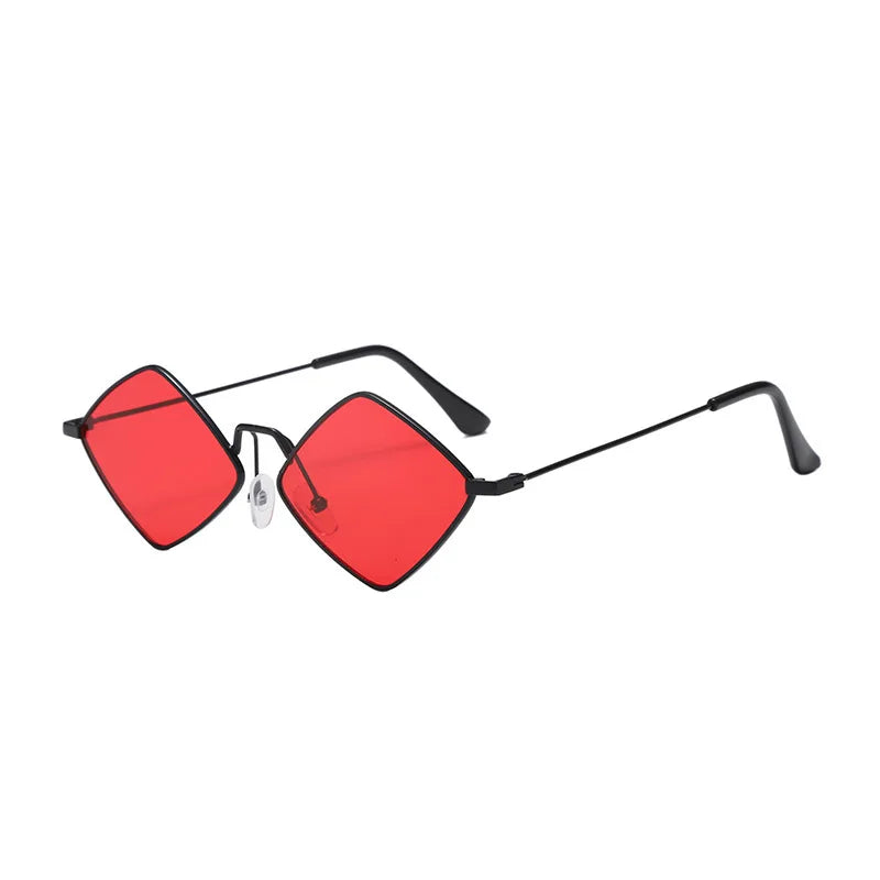 Óculos de sol em forma de losango vintage para mulheres homens na moda irregular metal óculos de sol marca moda designer condução uv400 óculos