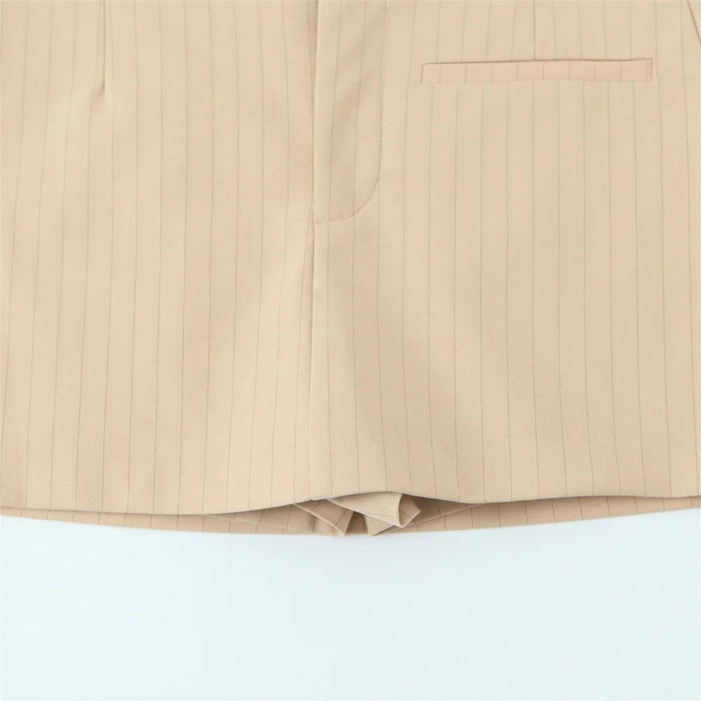 UNIZERA Conjunto feminino listrado de alça fina e calças com decoração de babados primavera novo produto casual feminino