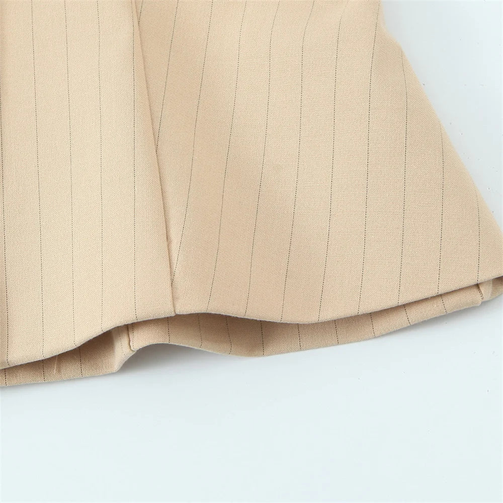 UNIZERA Conjunto feminino listrado de alça fina e calças com decoração de babados primavera novo produto casual feminino