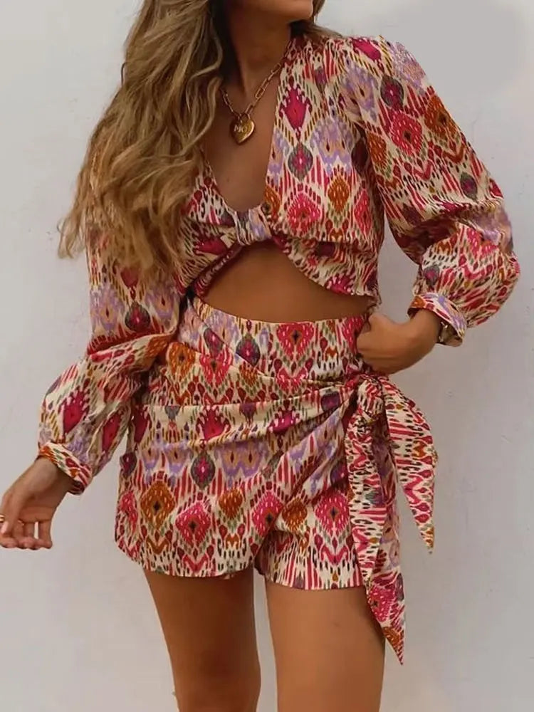 Trza moda feminina com totem atado impressão shorts saias vintage cintura alta zíper lateral saias femininas mujer